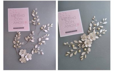 Tocado de Novia Elizabeth en Pins | Diseño Versátil y Personalizable Trihada