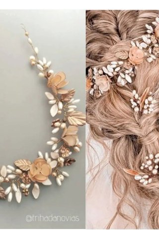 Corona Boho de Flores y Hojas de Porcelana | Tocados para Novias y Eventos | 