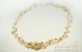 Corona Gala : Tiara de Perlas y Cristales para 15 Años - Personalizable