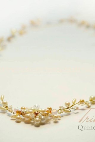 Corona Gala : Tiara de Perlas y Cristales para 15 Años - Personalizable