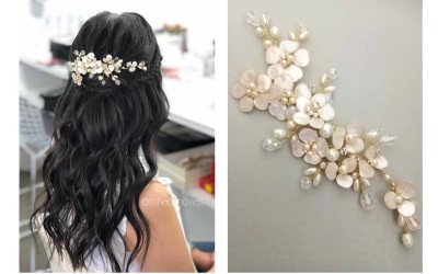 Tocado Keiko | Accesorio Floral Oriental de Alta Costura para Novias | 