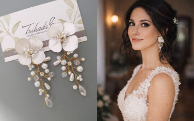 Aros Ingrid de Flor con Caída para Novias
