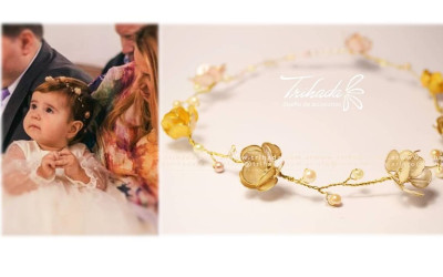 Tiara con rosetitas para cortejo