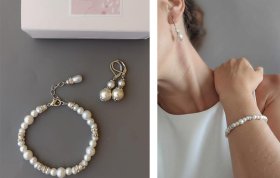 Conjunto de Perlas Elegante: Pulsera y Aros para Novias y Eventos | 