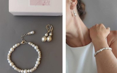Conjunto de Perlas Elegante: Pulsera y Aros para Novias y Eventos | 