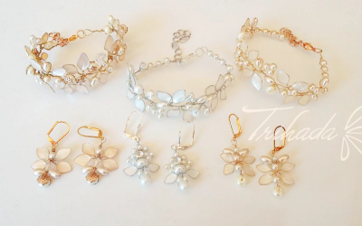 Conjunto Aros y Pulsera de Nácar | Accesorios de Novia y Fiesta 